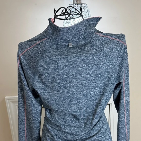 Nike Gray Heather Quarter-Zip Pullover with Coral Zipper - Picture 9 of 11